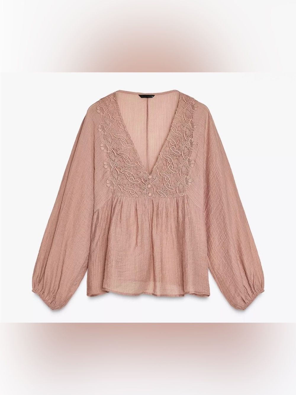 Zara TEXTURED CROCHET BLOUSE